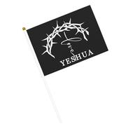 Bandiere cristiane di Gesù Yeshua, piccole bandiere portatili con asta per decorazioni per feste