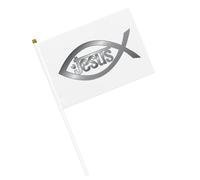 Bandiere cristiane di Gesù Yeshua, piccole bandiere portatili con asta per decorazioni per feste