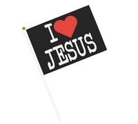 Bandiere cristiane di Gesù Yeshua, piccole bandiere portatili con asta per decorazioni per feste