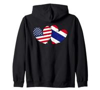 Bandiere Cuore USA Thailandia American Thai Love Pride Felpa con Cappuccio
