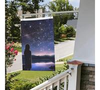 Bandiere da 2 x 3 m bandiera da cortile a doppia faccia Banner esterno/interno Brezza Bandiere Ragazza guardando stelle Benvenuto Yard Banner per giardino Casa Vacanze Home Decor Bandiera da giardino