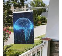 Bandiere da 2 x 3 m bandiera da cortile su entrambi i lati Banner esterno/interno Brezza Bandiere Intelligenza Artificiale Cervello Benvenuto Yard Banner per Giardino Casa Vacanze Decorazione Casa