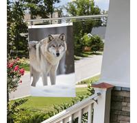 Bandiere da 2 x 3 m bandiera da cortile su entrambi i lati Banner esterno/interno Brezza bandiere lupo nella neve Benvenuto Yard Banner per giardino Casa Vacanze Home Decor Bandiera da giardino