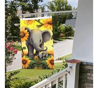 Bandiere da 2 x 3 m bandiera da cortile su entrambi i lati Banner esterno/interno Brezza bandiere madre e bambino elefante girasoli Benvenuto Yard Banner per giardino Casa Vacanze Decorazione Casa