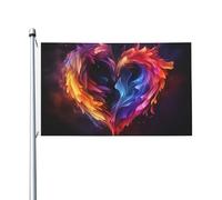 Bandiere da 3 x 1,5 m a doppia faccia bandiera da cortile esterno/interno bandiera brezza arcobaleno cuore benvenuto banner da cortile per giardino casa vacanza decorazione casa bandiera giardino