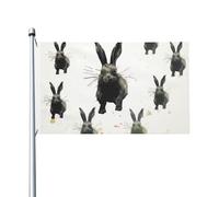 Bandiere da 3 x 1,5 m a doppia faccia bandiera da cortile esterno/interno bandiera brezza conigli silhouette benvenuto banner cortile per giardino casa vacanza decorazione casa bandiera giardino