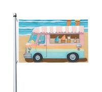 Bandiere da 3 x 1,5 m a doppia faccia bandiera da cortile esterno/interno bandiera brezza estiva spiaggia camion gelato benvenuto banner per giardino casa vacanza decorazione casa bandiera giardino
