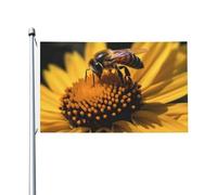 Bandiere da 3 x 1,5 m a doppia faccia bandiera da cortile esterno/interno bandiera brezza fiore giallo con ape nera Banner da cortile di benvenuto per giardino casa vacanza decorazione casa bandiera