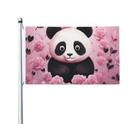 Bandiere da 3 x 1,5 m a doppia faccia bandiera da cortile esterno/interno bandiera brezza modello panda rosa banner da cortile di benvenuto per giardino casa vacanza decorazione casa bandiera giardino