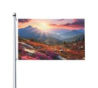 Bandiere da 3 x 1,5 m a doppia faccia bandiera da cortile esterno/interno bandiera brezza montagna paesaggio floreale benvenuto banner per giardino casa vacanza decorazione casa bandiera giardino