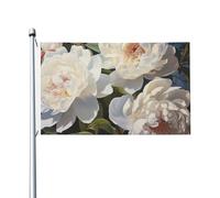 Bandiere da 3 x 1,5 m a doppia faccia bandiera da cortile esterno/interno bandiera brezza peonia bianca benvenuto banner da cortile per giardino casa vacanza decorazione casa bandiera giardino
