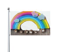 Bandiere da 3 x 1,5 m a doppia faccia bandiera da cortile esterno/interno bandiera brezza piccolo arcobaleno benvenuto banner da cortile per giardino casa vacanza decorazione casa bandiera giardino