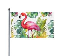 Bandiere da 3 x 1,5 m a doppia faccia bandiera da cortile esterno/interno bandiera brezza tropicale acquerello ananas fenicottero benvenuto banner per giardino casa vacanza decorazione casa bandiera