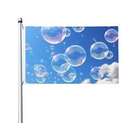 Bandiere da 3 x 1,5 m a doppia faccia bandiera da cortile esterno/interno Brezza bandiera bolle cielo blu Benvenuto Yard Banner per giardino Casa Vacanze Home Decor Bandiera da giardino