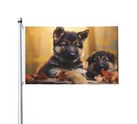 Bandiere da 3 x 1,5 m a doppia faccia bandiera da cortile esterno/interno Brezza bandiera piccolo pastore tedesco Benvenuto Yard Banner per giardino Casa Vacanze Home Decor Bandiera da giardino