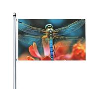 Bandiere da 3 x 5 Ft bandiera a doppia faccia bandiera da cortile esterno/interno bandiera brezza libellula sul fiore banner da cortile di benvenuto per giardino casa vacanza decorazione casa bandiera
