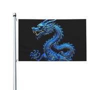 Bandiere da 3 x 5 Ft Bandiera a doppia faccia Bandiera da cortile esterno/interno Brezza Bandiera blu drago cinese Benvenuto Yard Banner per giardino Casa Vacanze Decorazione della casa Bandiera da