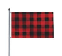 Bandiere da 3 x 5 Ft bandiera da cortile a doppia faccia banner esterno/interno bandiera brezza rossa nera Buffalo Check Plaid Pattern Benvenuto Yard Banner per giardino Casa Vacanze Home Decor