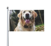 Bandiere da 3 x 5 Ft Bandiera da cortile a doppia faccia Banner esterno/Interno Brezza Bandiera Divertente Golden Retriever Benvenuto Yard Banner per Giardino Casa Vacanze Decorazione Casa Bandiera da