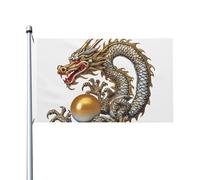 Bandiere da 3 x 5 Ft bandiera da cortile a doppia faccia Banner esterno/interno Brezza Bandiera drago cinese con perla Benvenuto Yard Banner per giardino Casa Vacanze Decorazione della casa Bandiera