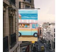 Bandiere da 3 x 5 Ft Bandiera da cortile a doppia faccia Banner esterno/Interno Brezza Bandiera estiva Spiaggia Gelato Camion Benvenuto Banner da cortile per Giardino Casa Vacanze Decorazioni per la