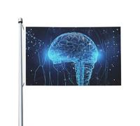 Bandiere da 3 x 5 Ft Bandiera da cortile a doppia faccia Banner esterno/Interno Brezza Bandiera Intelligenza Artificiale Cervello Benvenuto Yard Banner per Giardino Casa Vacanze Decorazione Casa