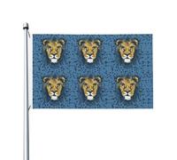Bandiere da 3 x 5 Ft Bandiera da cortile a doppia faccia Banner esterno/Interno Brezza Bandiera Leone Testa Leone Bambini Blu Benvenuto Yard Banner per Giardino Casa Vacanze Decorazione Giardino