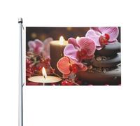 Bandiere da 3 x 5 Ft bandiera da cortile a doppia faccia Banner esterno/interno Brezza bandiera orchidea rosa pietra candele rosse banner per giardino casa vacanza decorazione giardino bandiera da