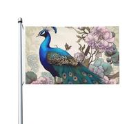 Bandiere da 3 x 5 Ft bandiera da cortile a doppia faccia Banner esterno/interno Brezza Bandiera Pavone Floreale Benvenuto Yard Banner per Giardino Casa Vacanze Decorazione Casa Bandiera da giardino