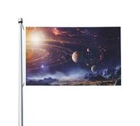 Bandiere da 3 x 5 Ft Bandiera da cortile a doppia faccia Banner esterno/Interno Brezza Bandiera Spazio Esterno Galassia Universo Benvenuto Yard Banner per Giardino Casa Vacanze Decorazione Casa
