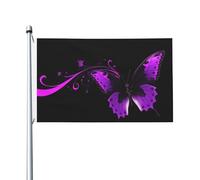 Bandiere da 3 x 5 Ft Bandiera da cortile a doppia faccia Banner esterno/Interno Brezza Bandiera viola e nera farfalla Benvenuto Yard Banner per Giardino Casa Vacanze Decorazione Casa Bandiera da
