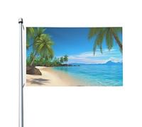 Bandiere da 3 x 5 m bandiera da cortile a doppia faccia bandiera esterna/interna Brezza bandiera hawaiana spiaggia con palme banner da cortile di benvenuto per giardino casa vacanza decorazione casa
