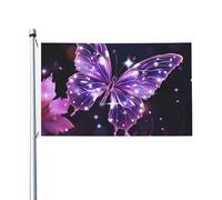 Bandiere da 3 x 5 m bandiera da cortile a doppia faccia bandiera esterno/interna bandiera brezza carina farfalla viola benvenuto banner da cortile per giardino casa vacanza decorazione casa bandiera