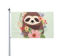 Bandiere da 3 x 5 m bandiera da cortile a doppia faccia banner esterno/interno Brezza bandiera bradipo e fiori banner da cortile di benvenuto per giardino casa vacanza decorazione casa bandiera