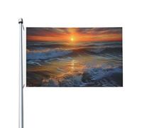 Bandiere da 3 x 5 m bandiera da cortile su entrambi i lati banner esterno/interno Brezza bandiera tramonto paesaggio marino benvenuto banner per giardino casa vacanza decorazione casa bandiera