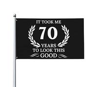 Bandiere da 3x5 piedi "Ci ho messo 70 anni per apparire così bene" Regali per il 70° compleanno Bandiera da giardino Bandiera da casa Banner Arazzo Bandiera da giardino esterna Con 2 occhielli