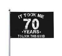 Bandiere da 3x5 piedi "Ci ho messo 70 anni per apparire così bene" Regali vintage per il 70° compleanno Bandiera da giardino Bandiera da casa Banner Arazzo Bandiera da giardino esterna Con 2 occhielli