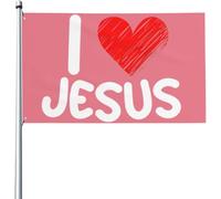 Bandiere da 3x5 piedi con Gesù - I Love Jesus Gifts Flag, bandiera da giardino, bandiera da casa divertente, bandiera da cortile con 2 occhielli