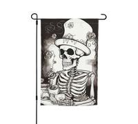 Bandiere da chef con scheletro per esterni, 30,5 x 45,7 cm, stampa su entrambi i lati, bandiera da giardino per esterni, bandiera per vacanze con occhielli, bandiera per casa, cortile, per fattoria