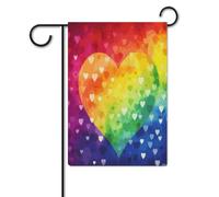 Bandiere da cortile, bandiere colorate arcobaleno con stampa a cuore festivo, bandiere da giardino per esterni, bandiere da giardino per vacanze, simpatica bandiera da fattoria di campagna divertente