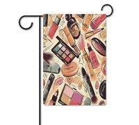 Bandiere da cortile, bandiere festive con stampa a tema cosmetico e trucco, bandiere da giardino per esterni, bandiere da giardino per vacanze, simpatica bandiera da fattoria di campagna divertente
