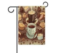 Bandiere da cortile, bandiere festive con stampa di caffè e dolci zucchero cioccolato, bandiere da giardino per esterni, bandiere da giardino per vacanze, simpatica bandiera da fattoria di campagna