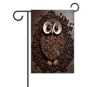 Bandiere da cortile, bandiere festive con stampa di gufo chicco di caffè, bandiere da giardino per esterni, bandiere da giardino per vacanze, simpatica bandiera da fattoria di campagna divertente