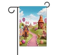 Bandiere da cortile, bandiere festive con stampa di terra di caramelle, bandiere da giardino per esterni, bandiere da giardino per vacanze, simpatica bandiera fattoria di campagna divertente