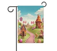 Bandiere da cortile, bandiere festive con stampa di terra di caramelle, bandiere da giardino per esterni, bandiere da giardino per vacanze, simpatica bandiera fattoria di campagna divertente