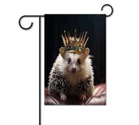 Bandiere da cortile, corona con stampa riccio, bandiere da giardino per esterni, bandiere da giardino per vacanze, simpatica bandiera da fattoria di campagna divertente