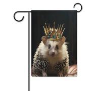 Bandiere da cortile, corona con stampa riccio, bandiere da giardino per esterni, bandiere da giardino per vacanze, simpatica bandiera da fattoria di campagna divertente