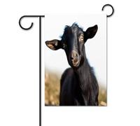 Bandiere da cortile, graziose bandiere natalizie con stampa animale di capra nera, bandiere da giardino per esterni, bandiere da giardino per vacanze, simpatica bandiera da fattoria di campagna