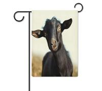 Bandiere da cortile, graziose bandiere natalizie con stampa animale di capra nera, bandiere da giardino per esterni, bandiere da giardino per vacanze, simpatica bandiera da fattoria di campagna