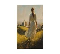 Bandiere da donna in piedi su una collina erbosa per la casa, 0,9 x 1,5 m, striscione di auguri con occhielli per interni ed esterni, decorazioni per la casa